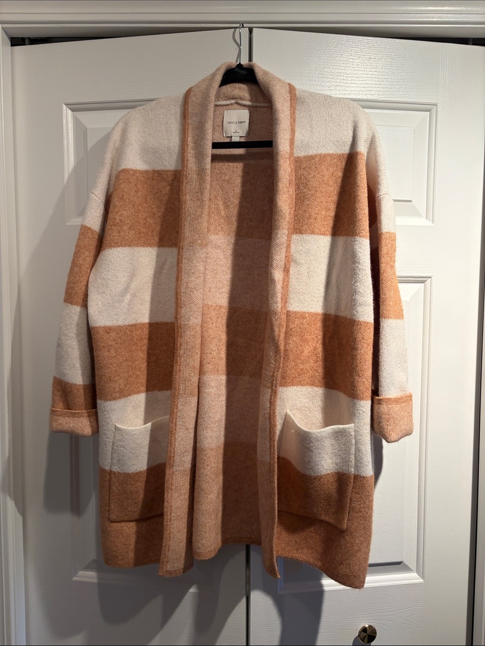 Gentle Fawn Open-Front Striped Pocket Cardigan - Cream & Tan